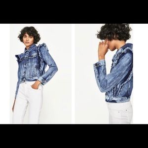 Coats | Zara Ruffle Denim Jacket | Poshmark